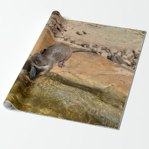 Otter Eating Otterly Delicious Fish, Wrapping Paper