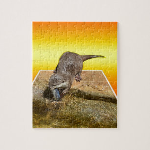 Otter Eating Tasty Fish By His Pond, Jigsaw Puzzle