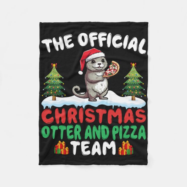 Otter Eating Zza Santa Hat Xmas Light Christmas  Fleece Blanket (Front)