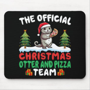 Otter Eating Zza Santa Hat Xmas Light Christmas  Mouse Mat