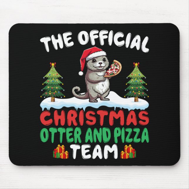 Otter Eating Zza Santa Hat Xmas Light Christmas  Mouse Mat (Front)