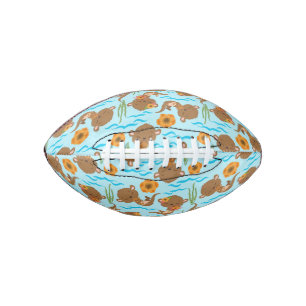 Otter Family Orange Flowers Floral Aquatic Animals American Football