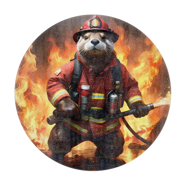 Otter Firefighter, Cutting Board (Front)