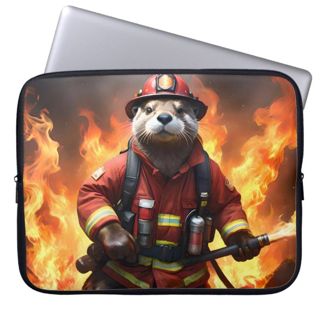 Otter Firefighter, Laptop Sleeve (Front)