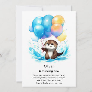 Otter First Birthday Invitation