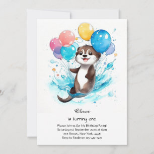 Otter First Birthday Invitation