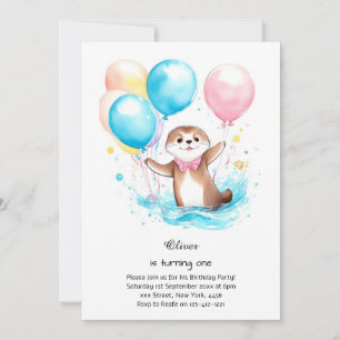 Otter First Birthday Invitation