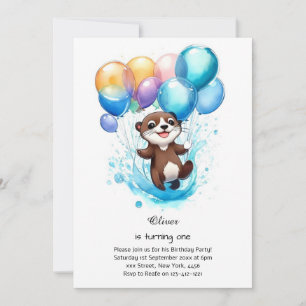 Otter First Birthday Invitation