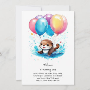 Otter First Birthday Invitation