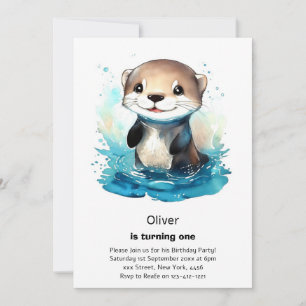 Otter First Birthday Invitation