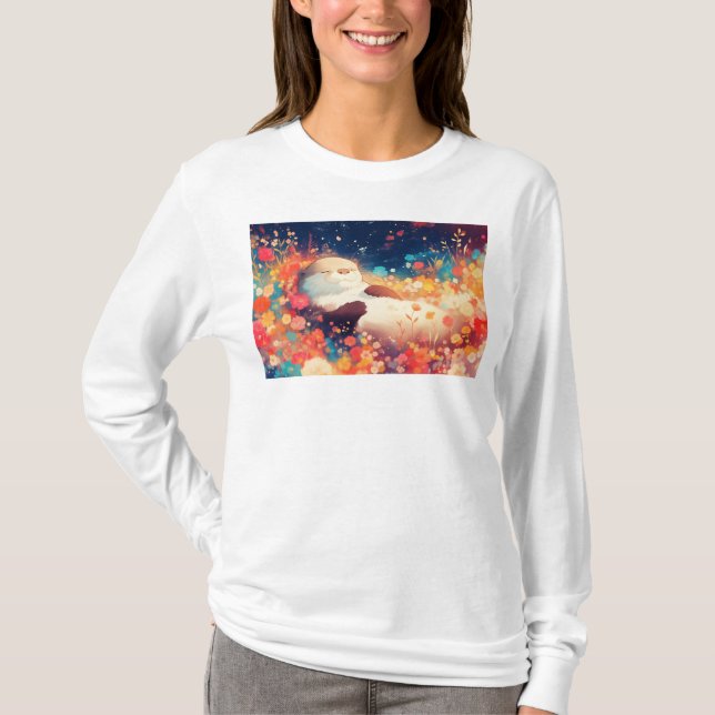 Otter Floral Hideaway T-Shirt (Front)
