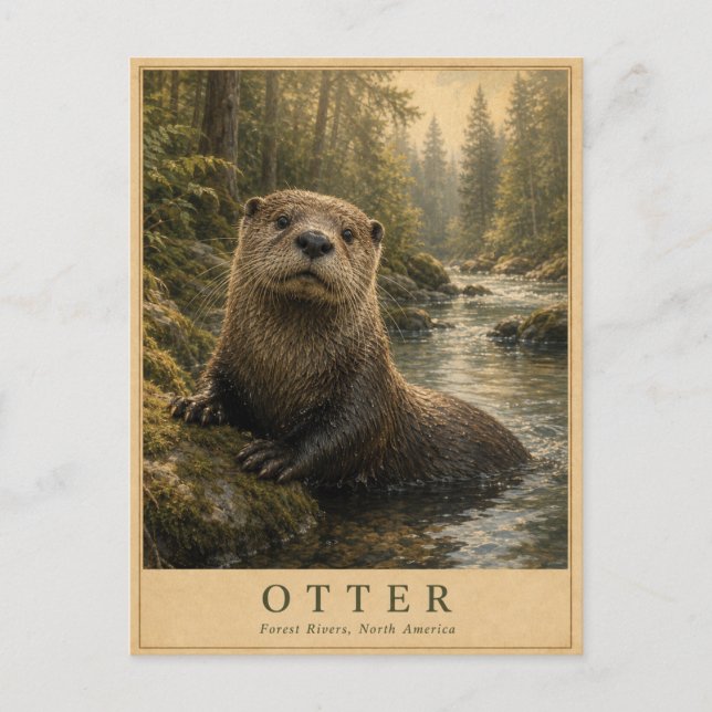 Otter Forest Rivers VINTAGE Postcard (Front)