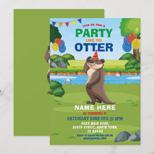 Otter Fun Birthday Party Park Zoo Animal  Invitation