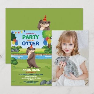 Otter Fun Birthday Party Park Zoo Animal Photo Invitation