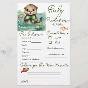 Otter Gender Neutral Baby Predictions Advice Card