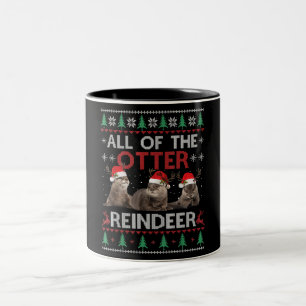 Otter Gift   All Of Otter Reindeer Christmas Two-Tone Coffee Mug
