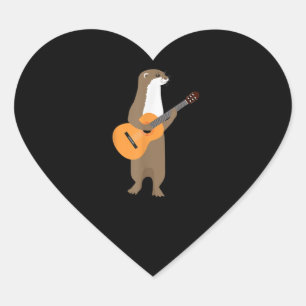 Otter Gift Guitar Otter Animal Kids Guitarist Heart Sticker