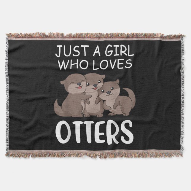 Otter Gift | Just A Girl Who Loves Otters Throw Blanket (Front)