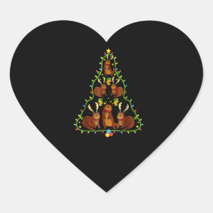 Otter Gift Otter Christmas Tree Xmas Gift Otter Heart Sticker