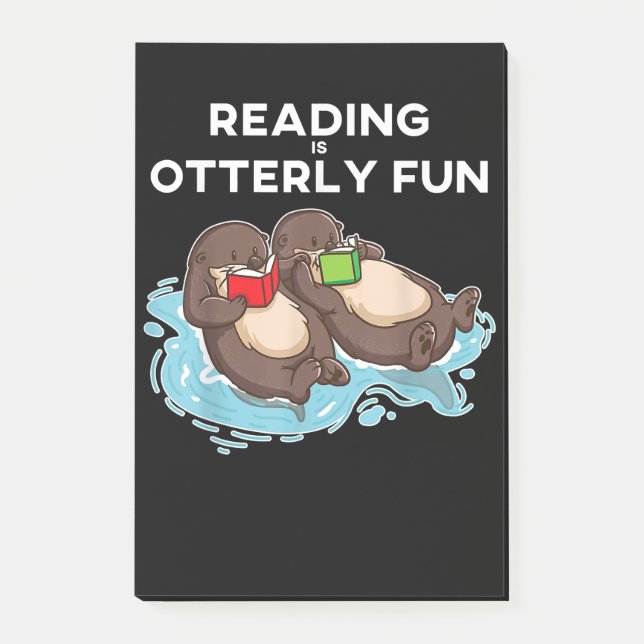 Otter Gift | Sea Otter Book Reading Gift Bookworm Post-it Notes (Front)