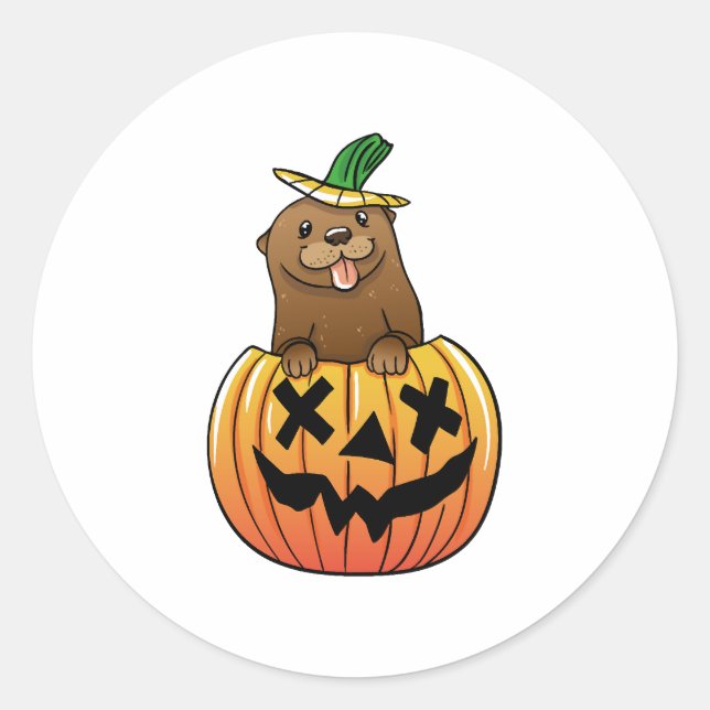 Otter Halloween  Classic Round Sticker (Front)