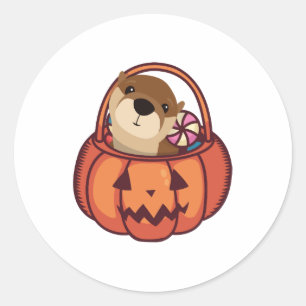 Otter Halloween Classic Round Sticker