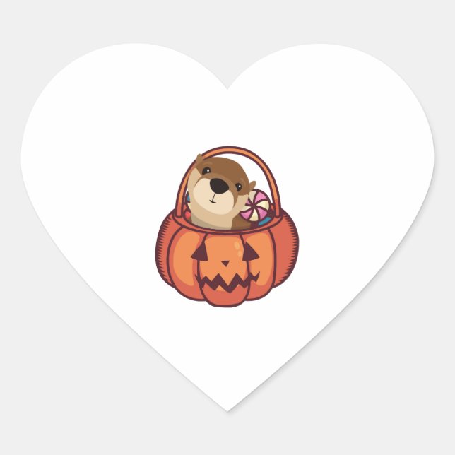 Otter Halloween Heart Sticker (Front)