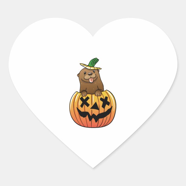 Otter Halloween  Heart Sticker (Front)