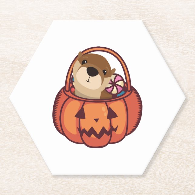 Otter Halloween Paper Coaster (Front)