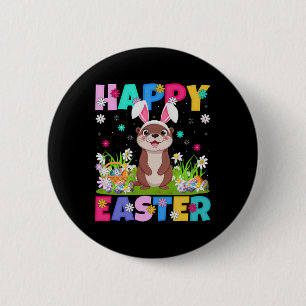 Otter Happy Easter Egg Hunt Bunny Ear Otter Easter 6 Cm Round Badge