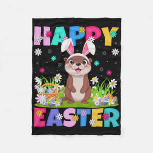 Otter Happy Easter Egg Hunt Bunny Ear Otter Easter Fleece Blanket