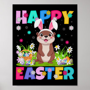 Otter Happy Easter Egg Hunt Bunny Ear Otter Easter Poster