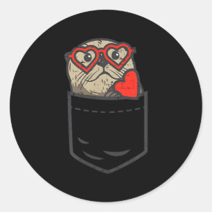 Otter Heart Gles Pocket Cute Valentines Day Animal Classic Round Sticker