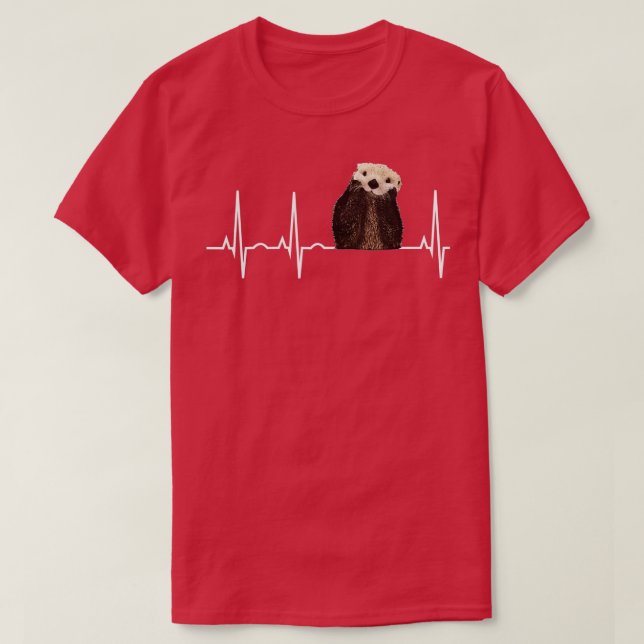 Otter Heartbeat Shirt  Cute Otter Lover Gift Tee  (Design Front)
