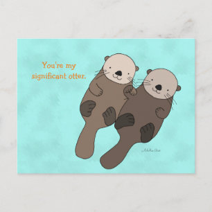 Otter Holding Hands Postcard Cute Otter Couple