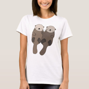 Otter Holding Hands T-shirt Cute Otter Graphic tee