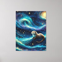 Otter in a Starry Night Ocean