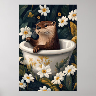 Otter In Bathtub Poster, Funny Animal Poster