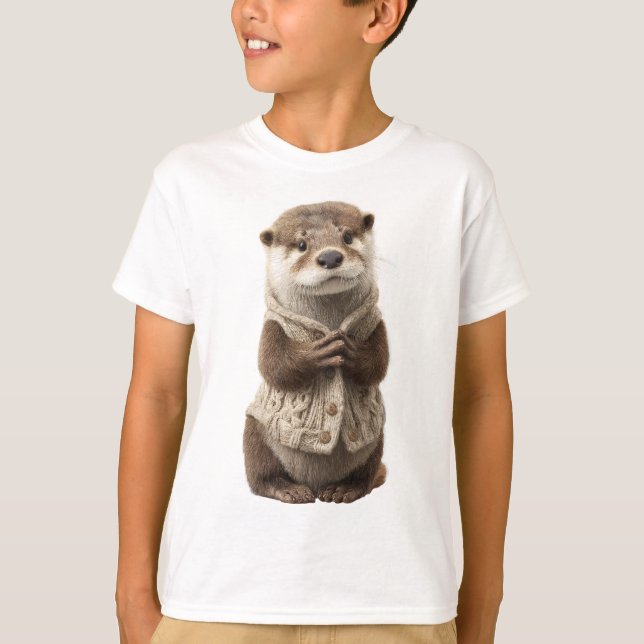 Otter in Cable Knit Sweater Kids (Front)