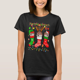 Otter In Christmas Socks Lights Otter Xmas T-Shirt