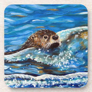 Otter in the Sea Painting Coaster
