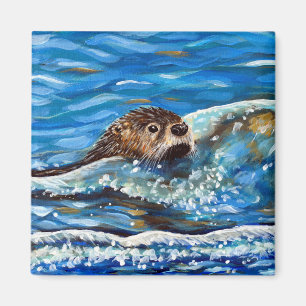 Otter in the Sea Painting Magnet