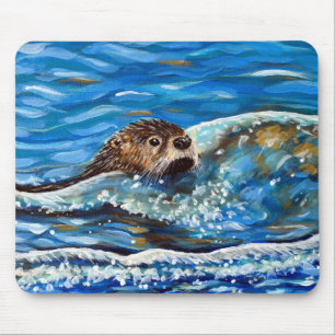 Otter in the Sea Painting Mouse Mat