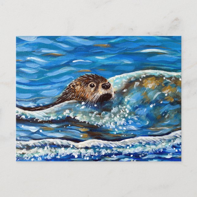 Otter in the Sea Painting Postcard (Front)