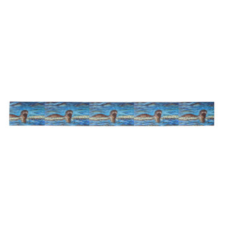 Otter in the Waves Keychain Satin Ribbon