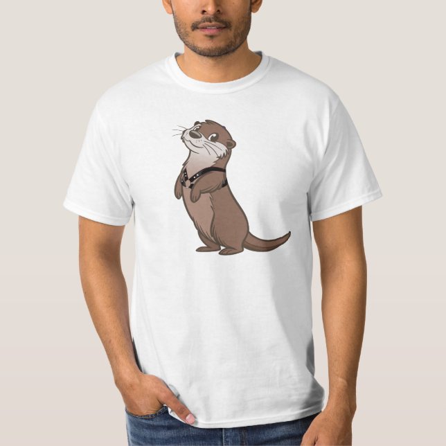 Otter is wearing a leather harness T-Shirt (Front)