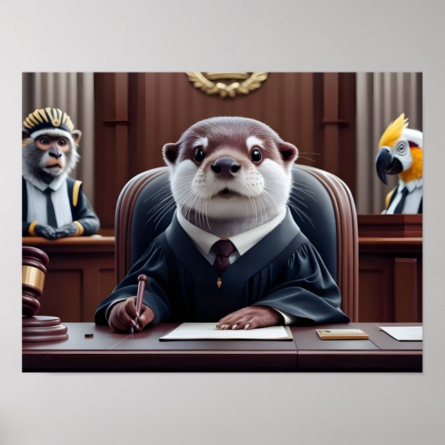 Otter Judge Holding Gavel Poster (Front)