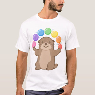 Otter Juggling Colourful Bubbles Art T-Shirt