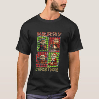 Otter Leopard Buffalo Plaid Animals Lover Merry Ch T-Shirt