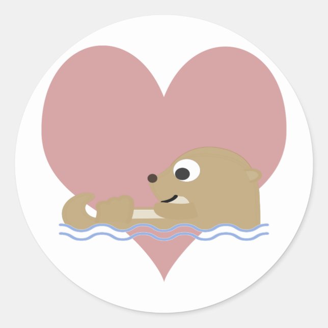 Otter Love Classic Round Sticker (Front)